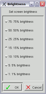 Brightness dialog